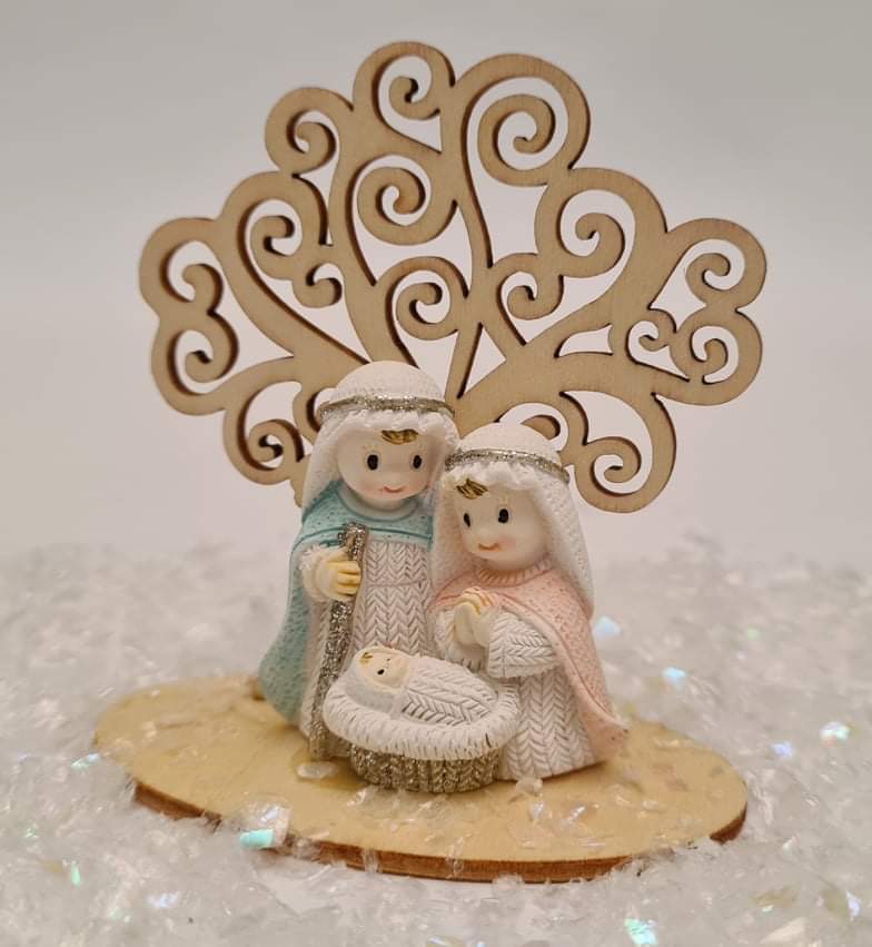 Sainte Famille en résine sur support bois - modèle B